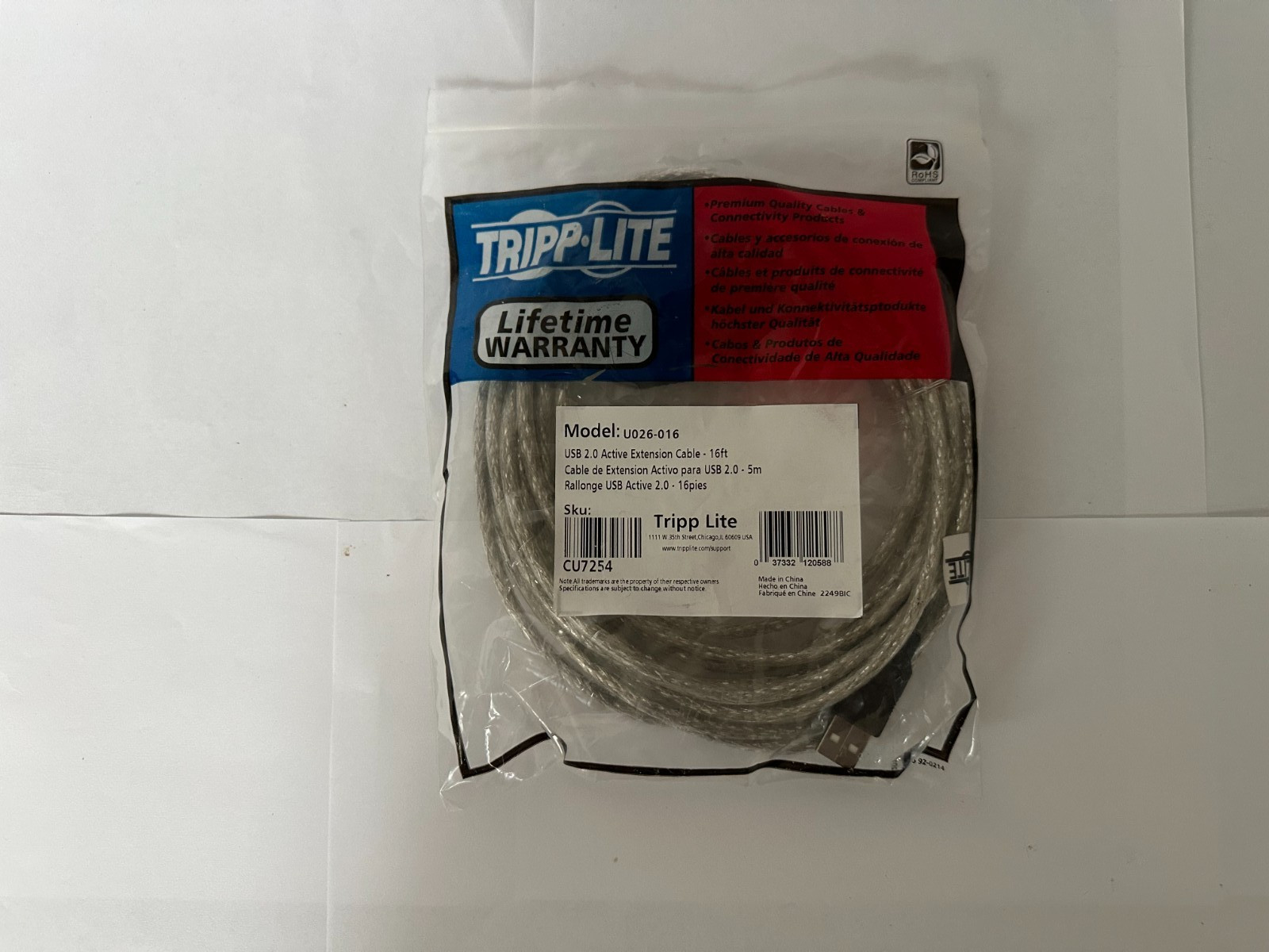 Tripp Lite U026-016 USB 2.0 Hi-Speed Active Extension Repeater Cable 16FT, New