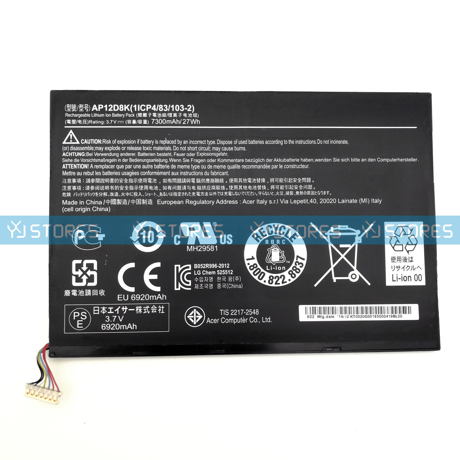 Genuine AP12D8K 7300mAh OEM Battery for Acer Iconia Tab A3-A10 A3-A11 W510 W510P