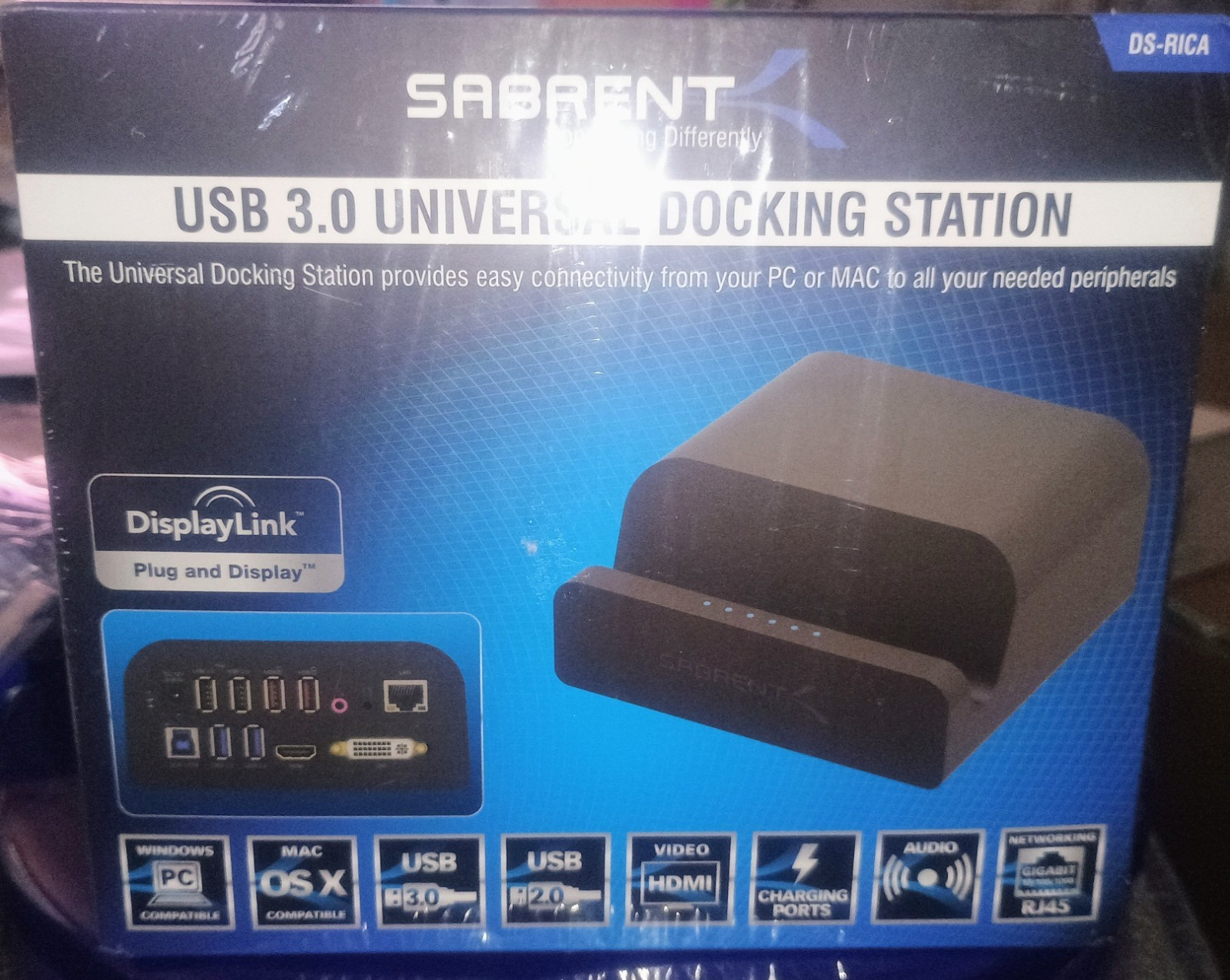 Sabrent DS-RICA USB 3.0 Universal Docking Station HDMI DVI RJ-45 AC-Powered