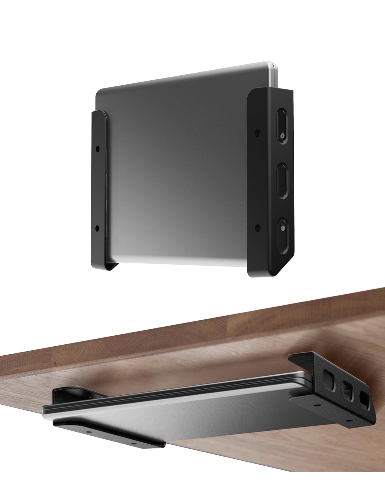 NOTMBESTM Universal Laptop Wall Mount or Under Desk Holder, Black