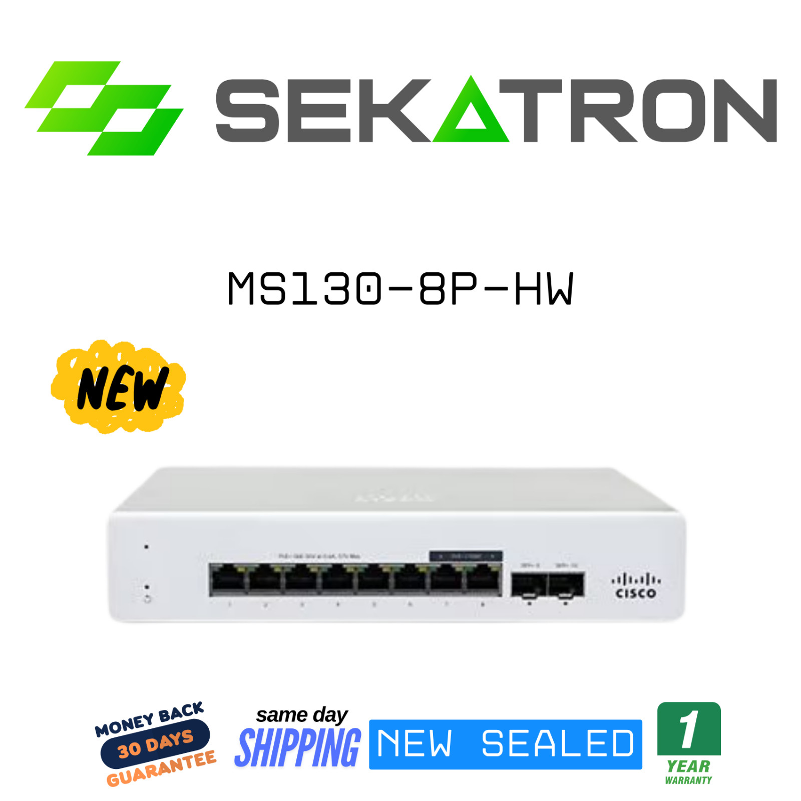 ♻️ NEW Cisco Meraki MS130-8P-HW 8-Port Cloud-Managed PoE Switch ⚡Fast Shipping