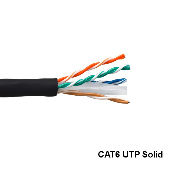 Kentek Black 1000ft Cat6 UTP Solid Ethernet Bulk Cable 23AWG 550MHz Gigabit