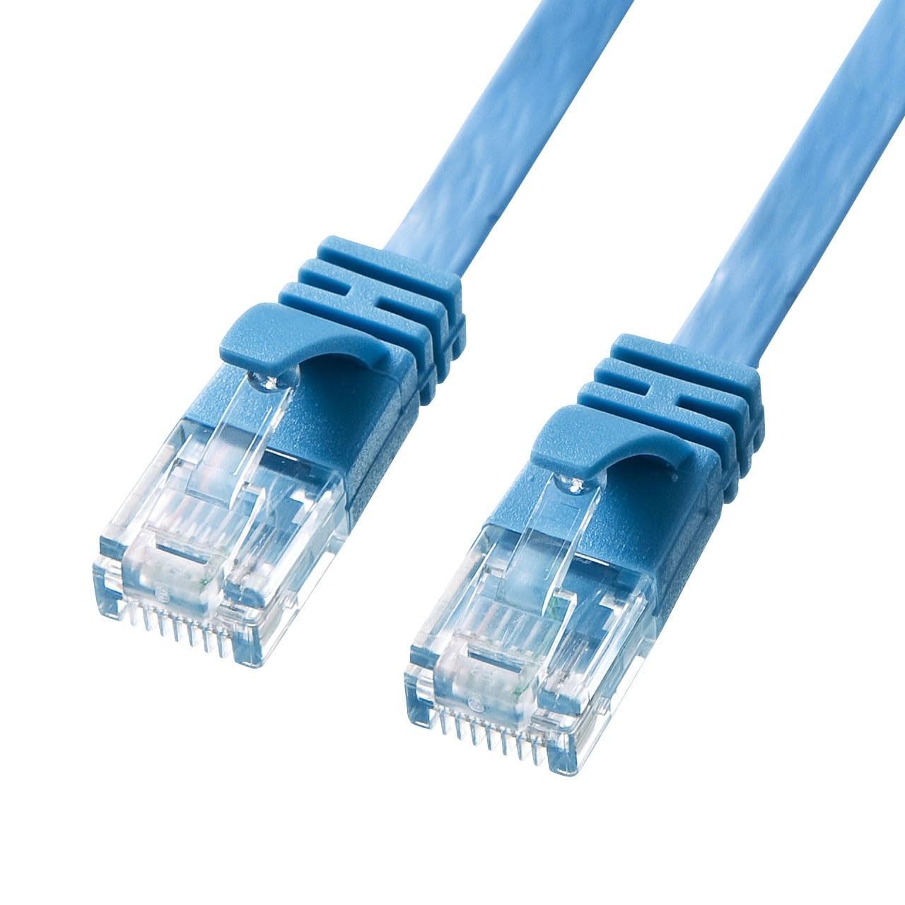 Sanwa Supply CAT6A Flat LAN Cable, 10m, 10Gbps/500MHz, RJ45 Connector, Anti-Snag