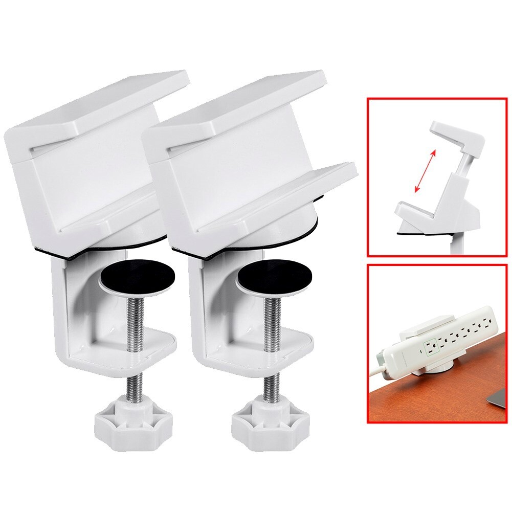 2x Adjustable Clamp-On Desk Table Holder For Surge Protector Power Strip USB Hub
