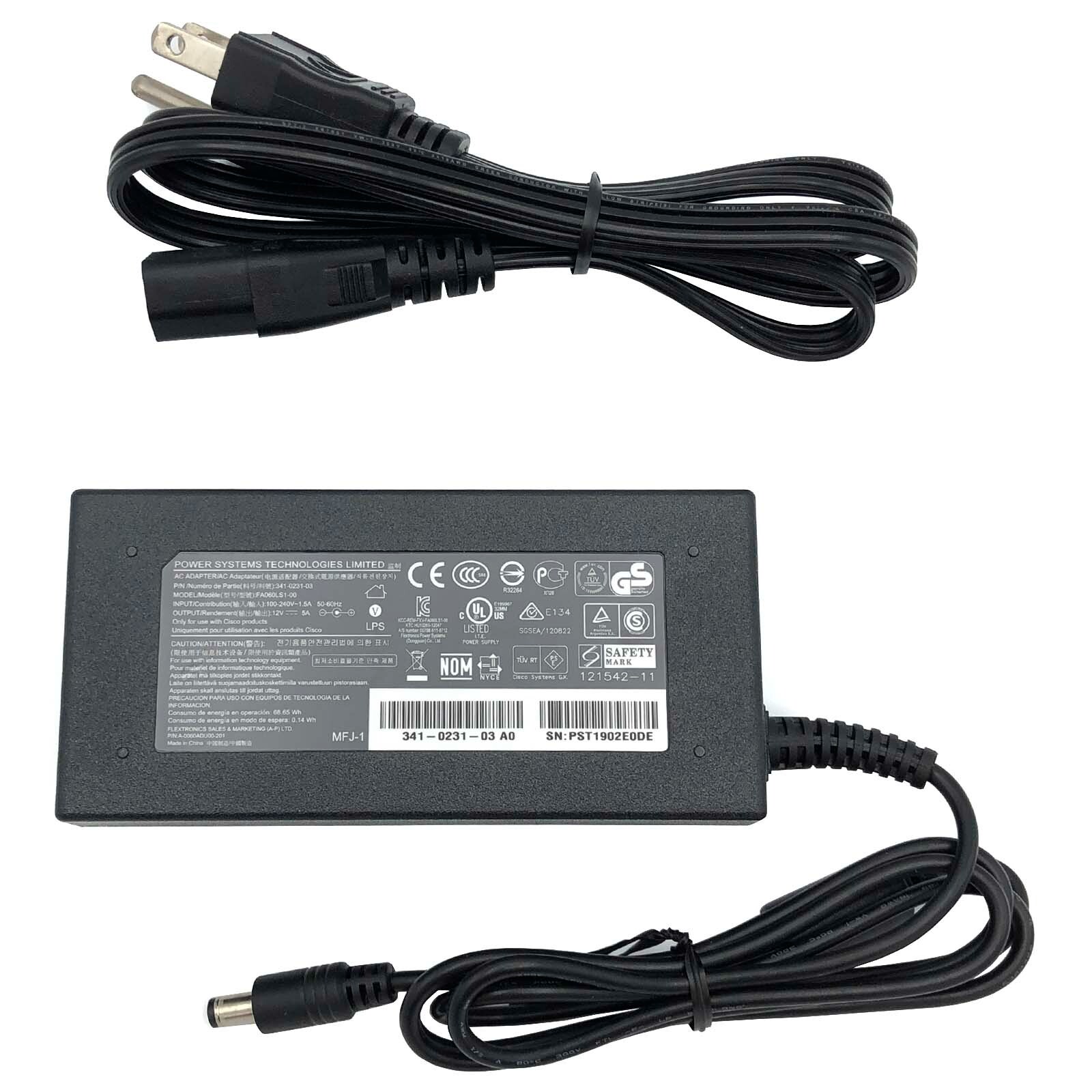 NEW Genuine Flextronics 60W AC Power Adapter FA060LS1-00 12V 5A Charger