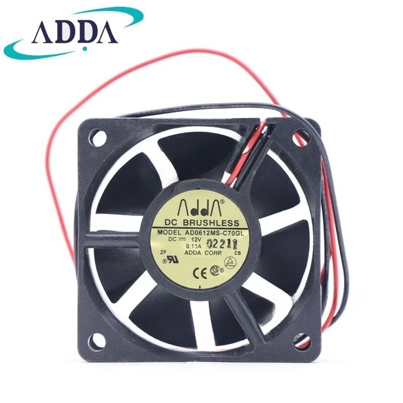 For ADDA AD0612MS-C70GL DC 12V 0.13A 60*60*20mm 2wire Brushless Case Cooling Fan