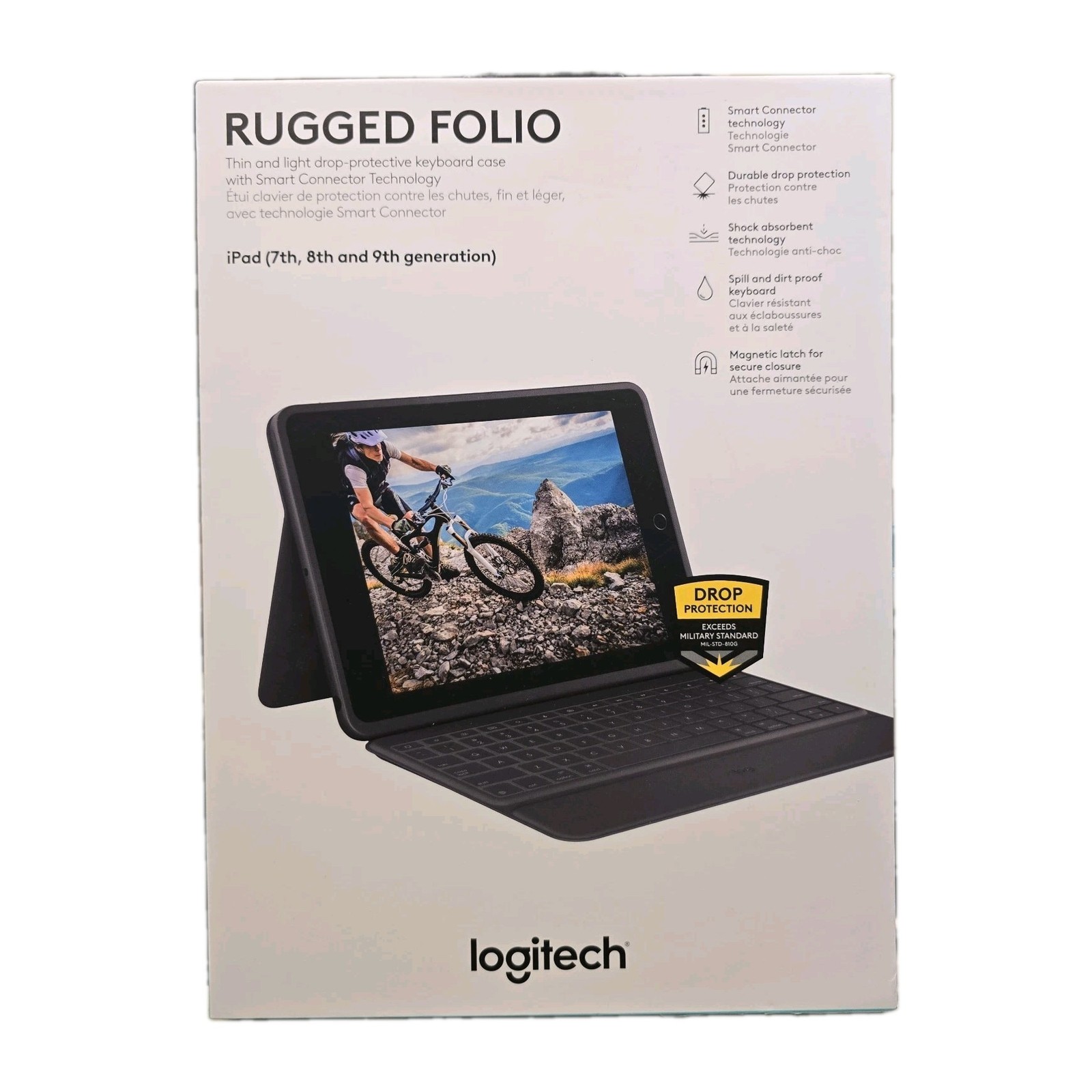 Logitech Rugged Folio for Apple iPad 7th 8th 9th Gen Keyboard Open Box 