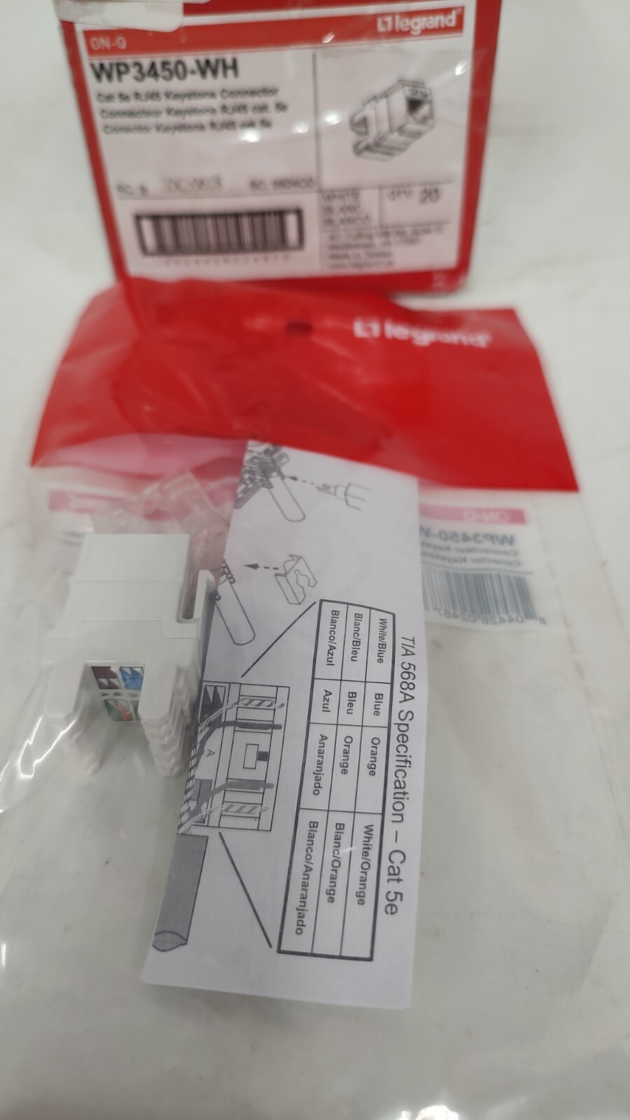 **BRAND NEW** Legrand WP3450-WH Cat 5e Rj45 Keystone Connector, White 20-Pack