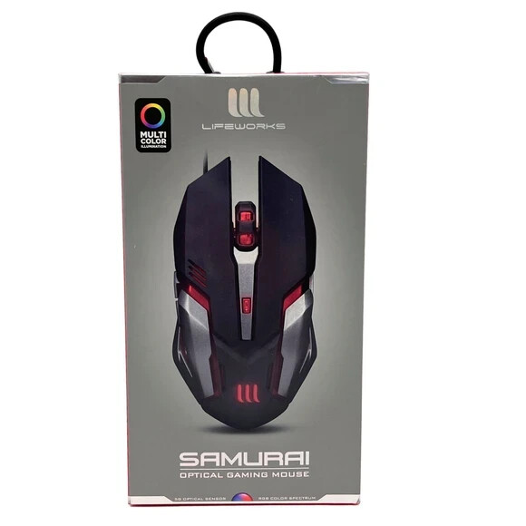 Lifeworks Samurai Optical Gaming Mouse with RGB  Illuminator LED - New Sealed