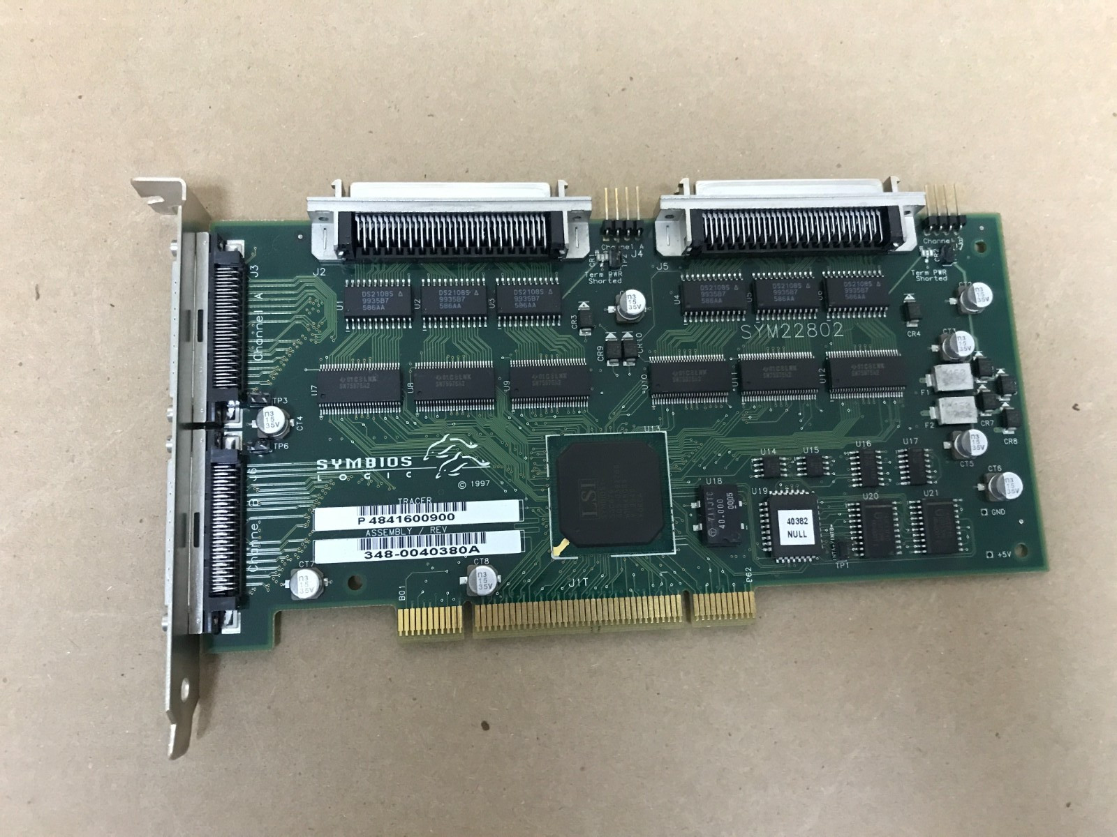Symbios Logic SYM22802 Dual HVD Ultra Wide SCSI Controller Board PCI 