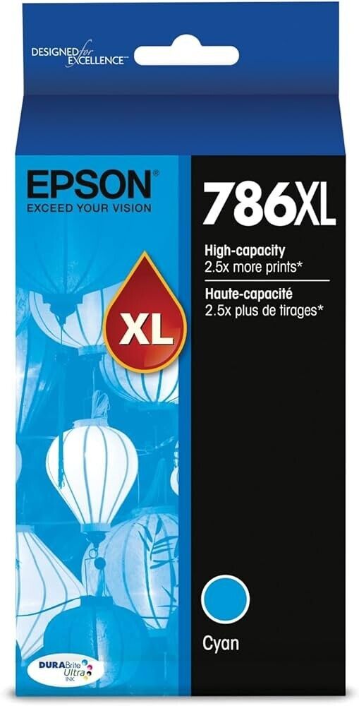 Original Genuine Epson 786XL Cyan Ink Cartridge High Capacity Durabrite 11/2019
