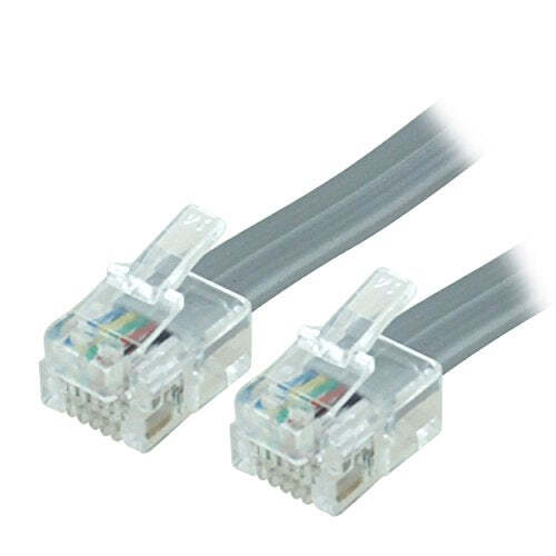 50FT 15.2M RJ12 M/M 6p6c Straight for Data Phone Line Cord Gray Fiber Optic