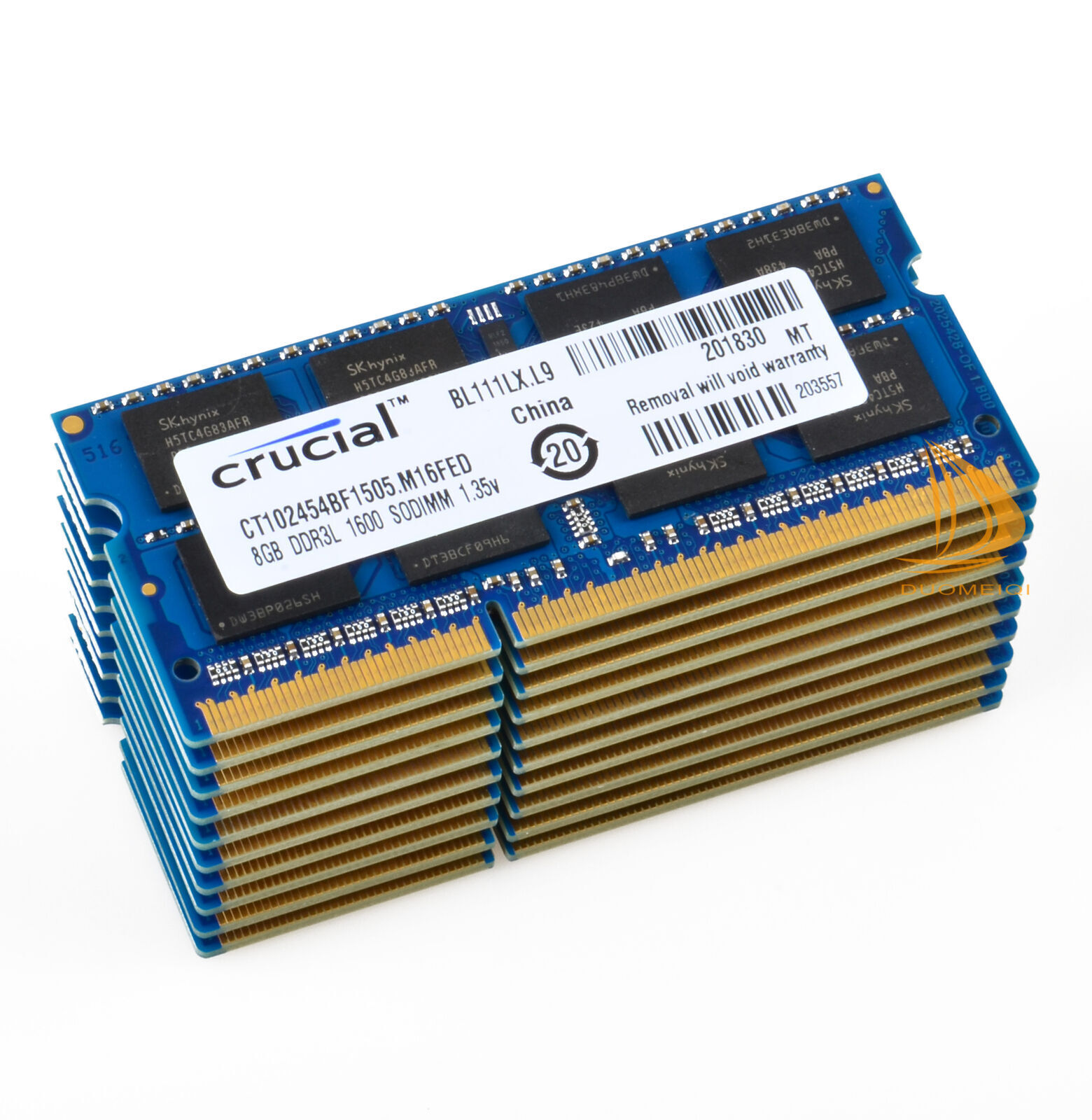 Crucial 10x 8GB 2Rx8 PC3L-12800S DDR3L 1600Mhz SODIMM Laptop Memory Low Density