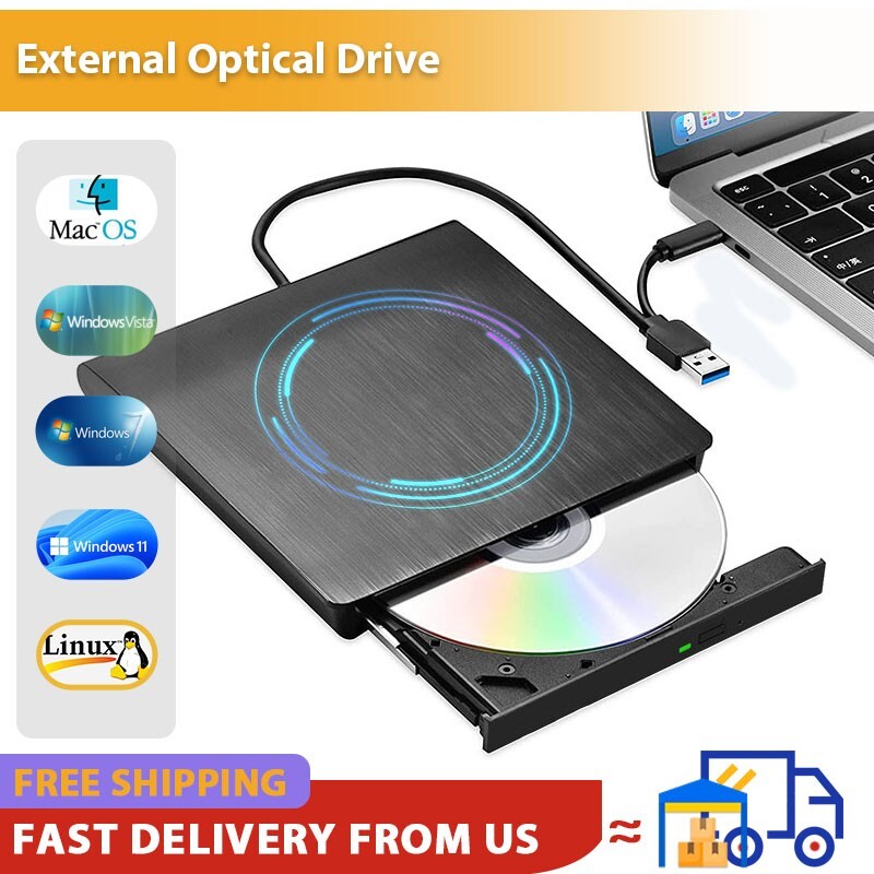 External CD DVD RW Drive USB3.0 Writer Burner Player Optical Drive For Laptop PC