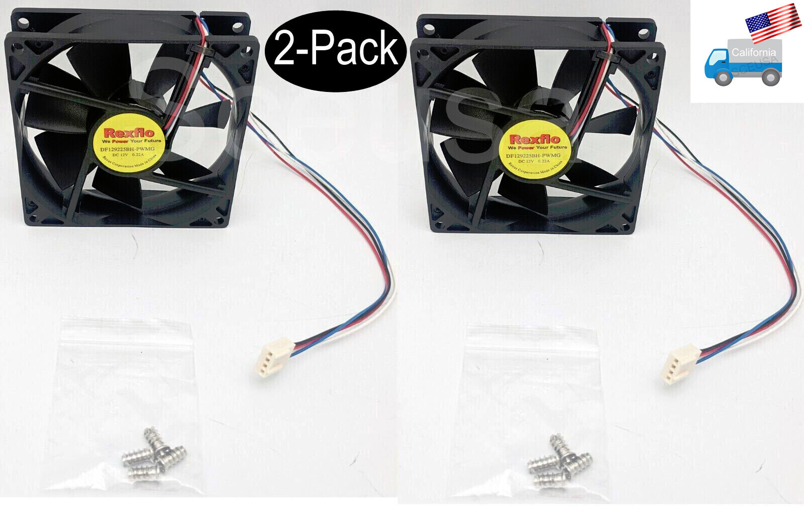 2-Pack: NEW 92mm 12V Dual Ball Bearing Desktop Case Cooling Fan 3/4-pin PWM
