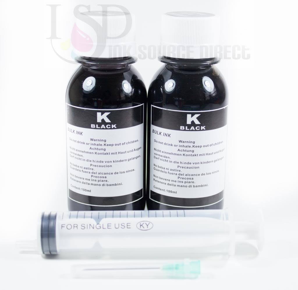 2x4oz premium Refill ink kit for HP 27 28 60 61 62 63 black ink cartridge