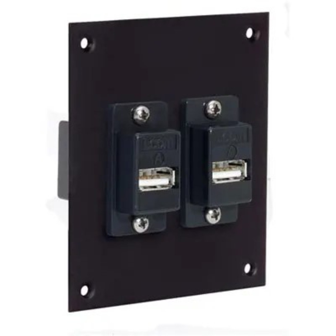 L-Com Universal Sub-Panel Rack-Mount w/Dual USB A-B ECF504B-UAB Couplers - NEW