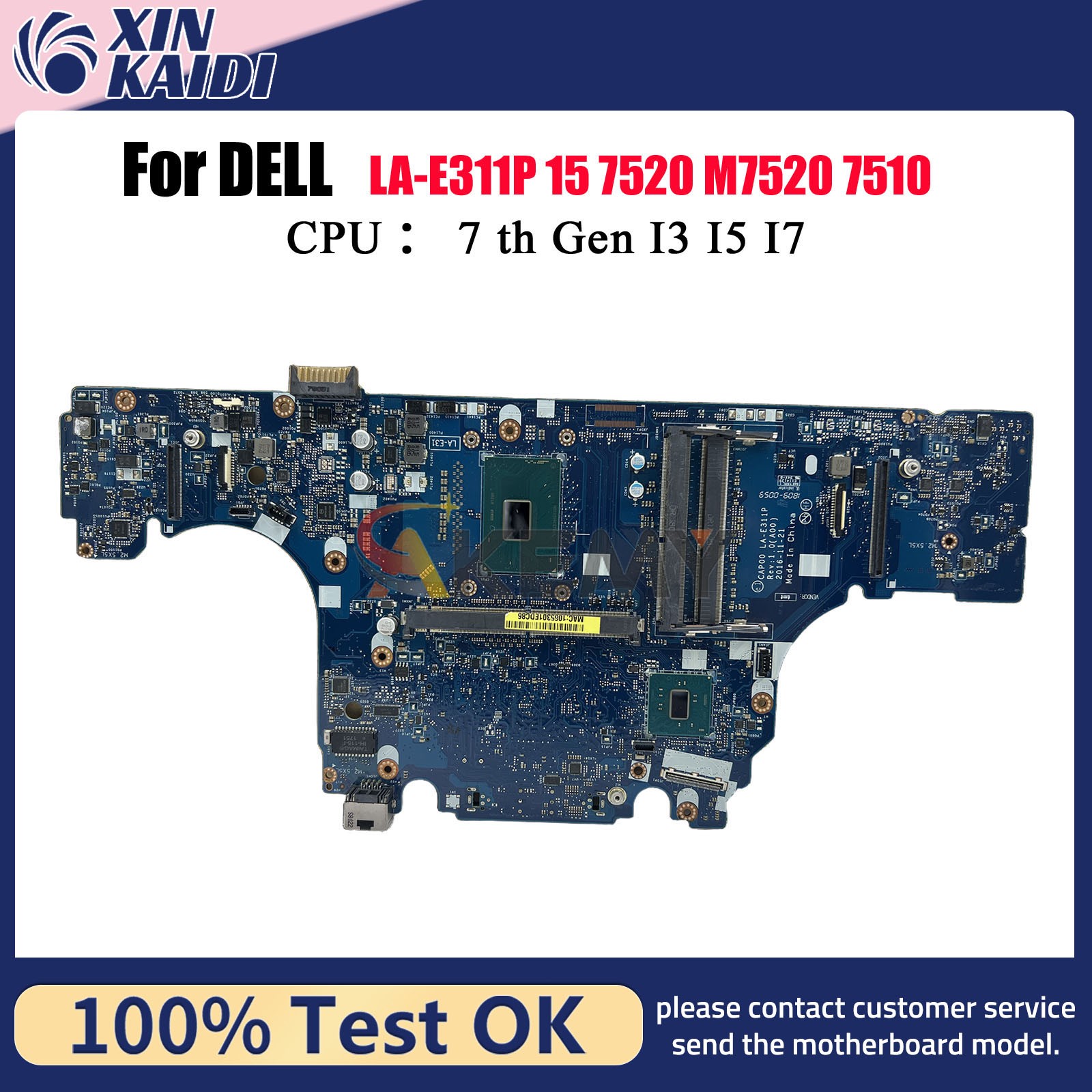 LA-E311P Notebook Mainboard For Dell Precision 7520 M7520 0W513H 00G75Y i5 i7