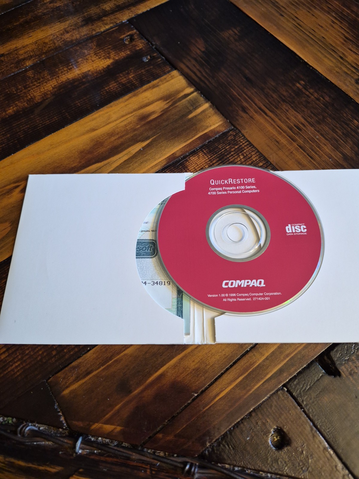Compaq QuickRestore CD Presario 1920 OEM Recovery Disc Vintage PC disc