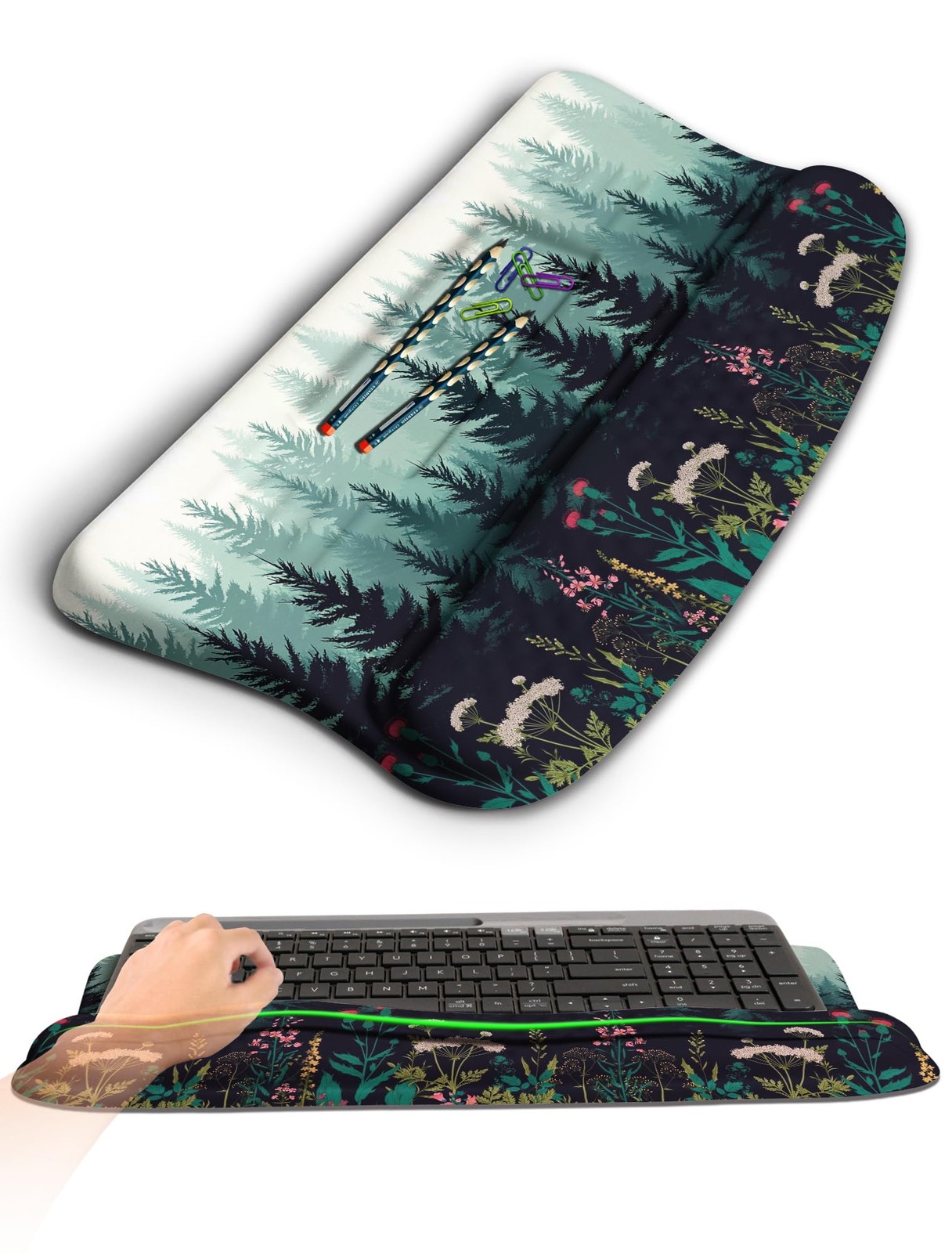 Ergonomic Wave Wrist Rest with Keyboard Stand, Cushioned Palm Rest, Comfortab...