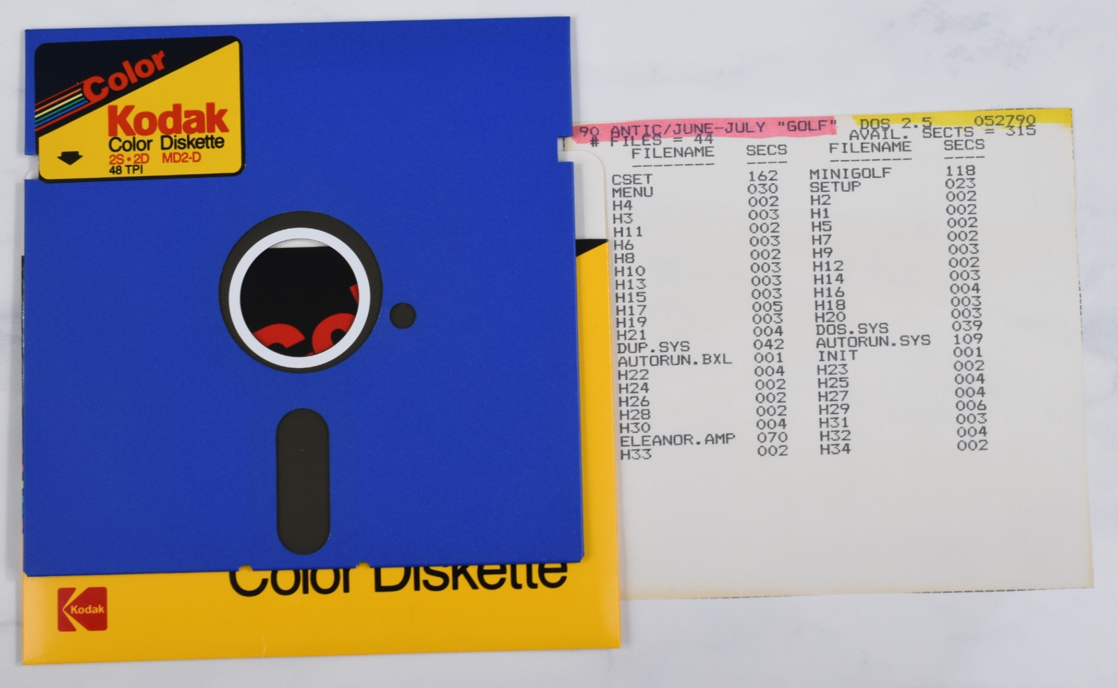 Vtg Kodak Computer Floppy Disk-Collectible, Untested (Antic Jun-Jul 90 Golf)