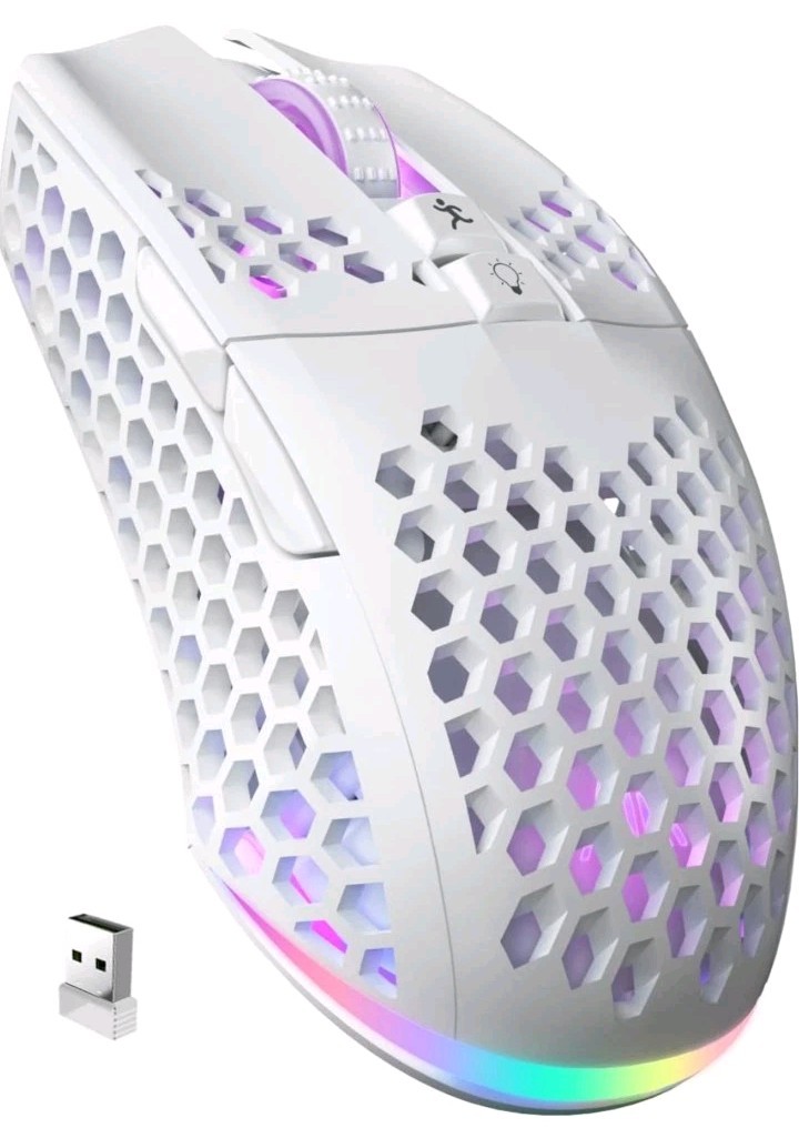 Solakaka Tri-mode Gaming Wireless Mouse SM600 White with RGB Light for Laptop/PC