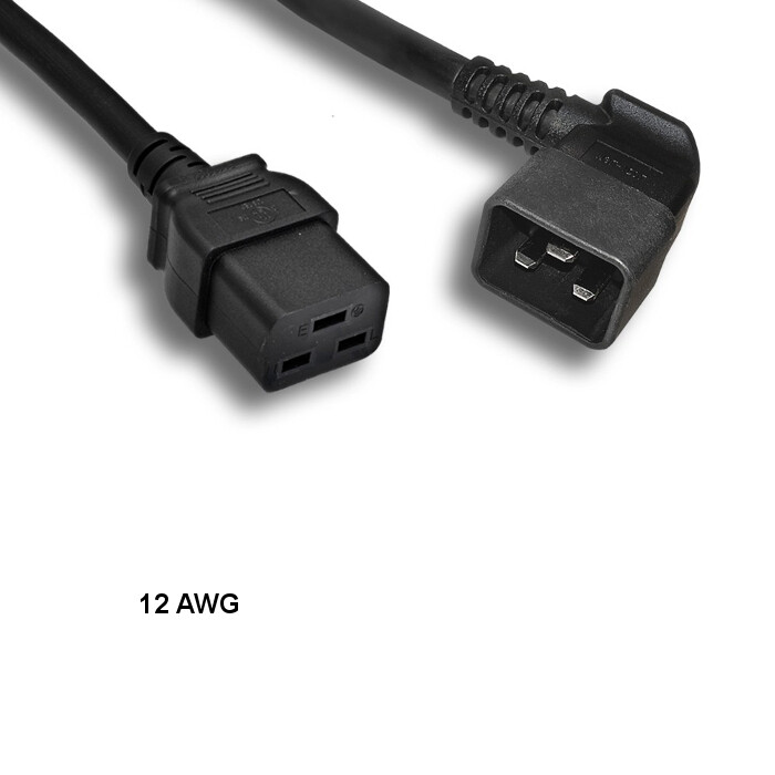 [Lot10] 3Ft 12 AWG Power Cable Right Angled C20 to C19 20A/250V SJT Data Server