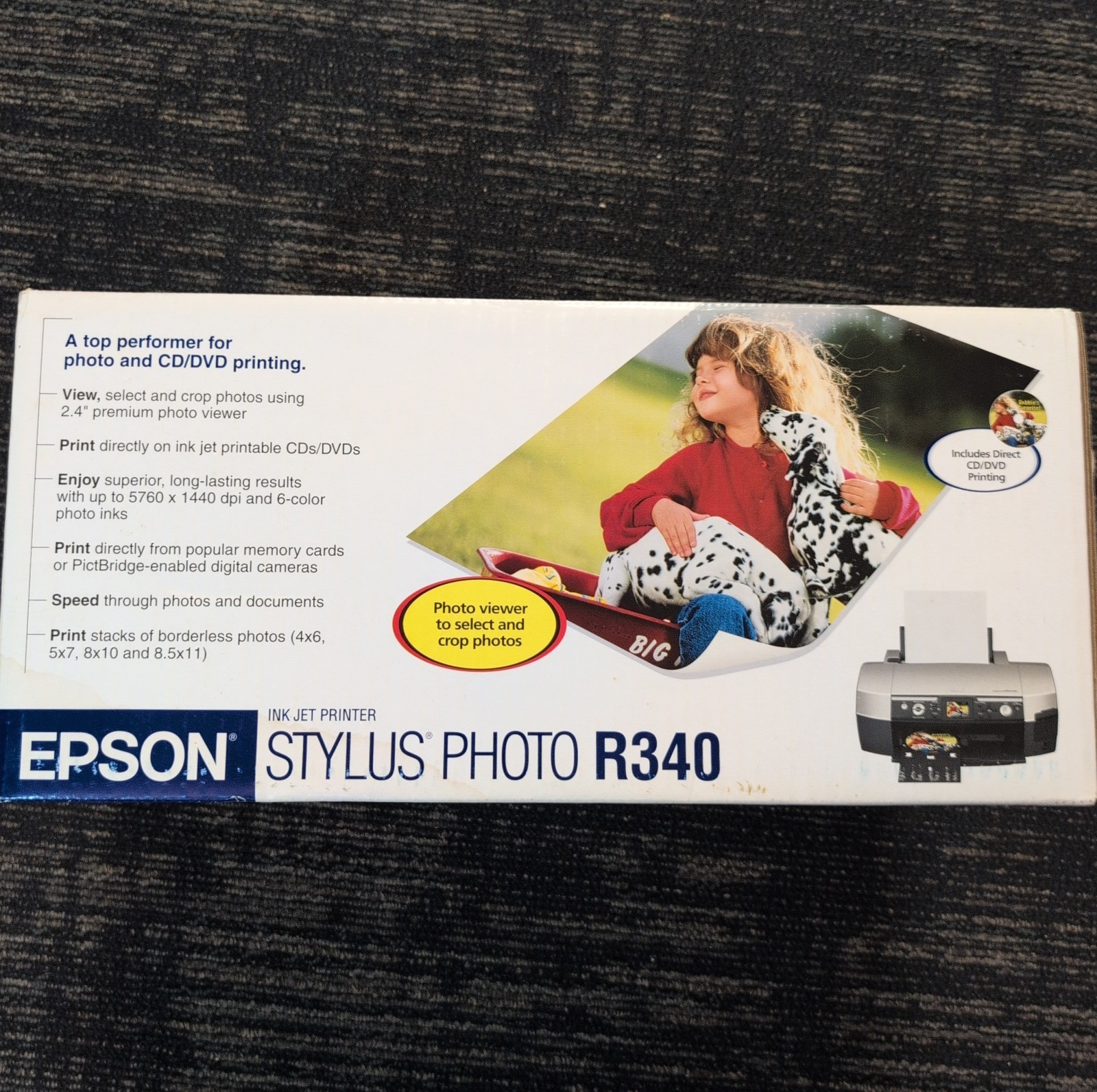 Epson Stylus Photo R340 Ink Jet Printer Direct Cd/Dvd Printing New In Box