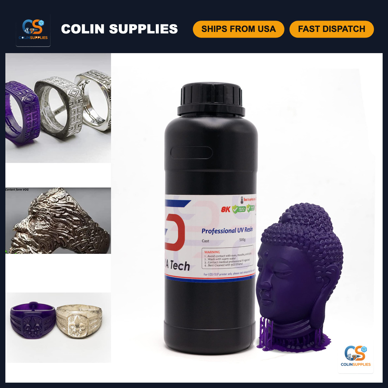 Castable 3D Printer Resin for Jewelry Making - Purple, 500g, High Precision