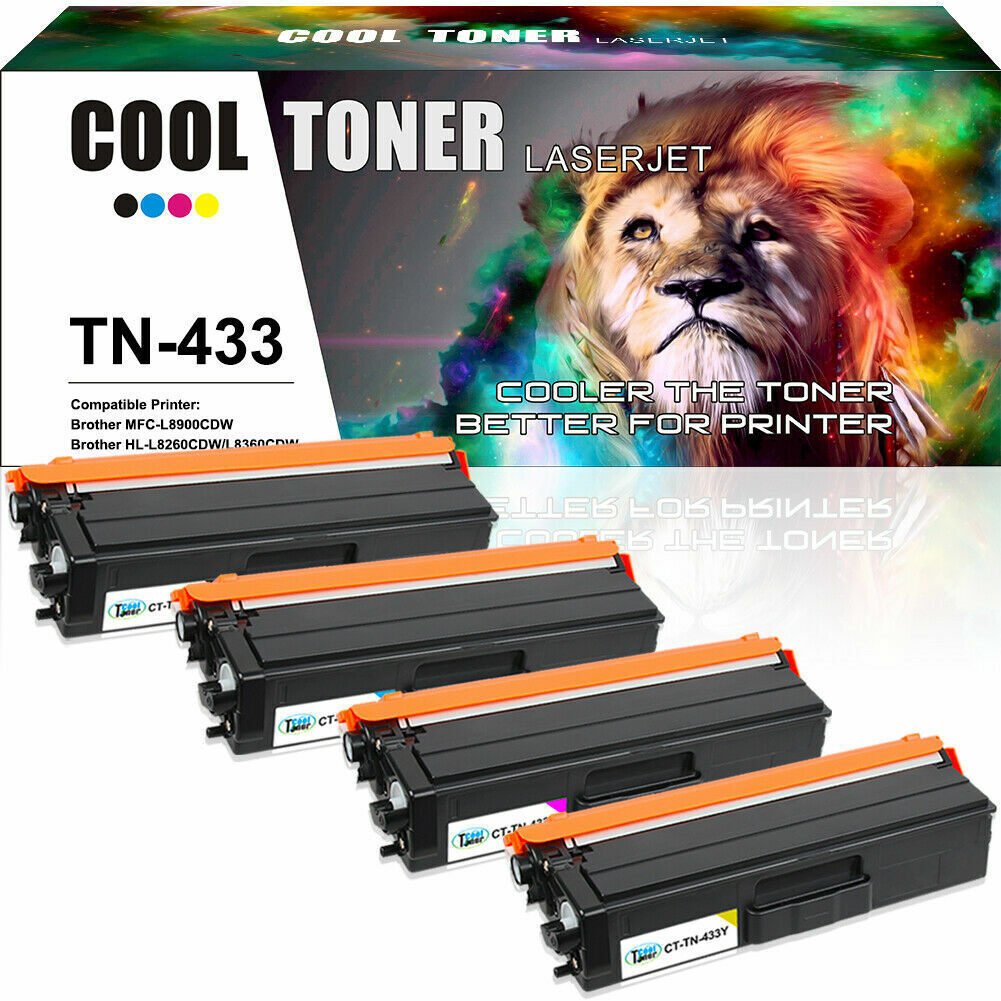4PK Toner Compatible With Brother TN433 HL-L8360CDW HL-L8260CDW MFC-L8610CDW