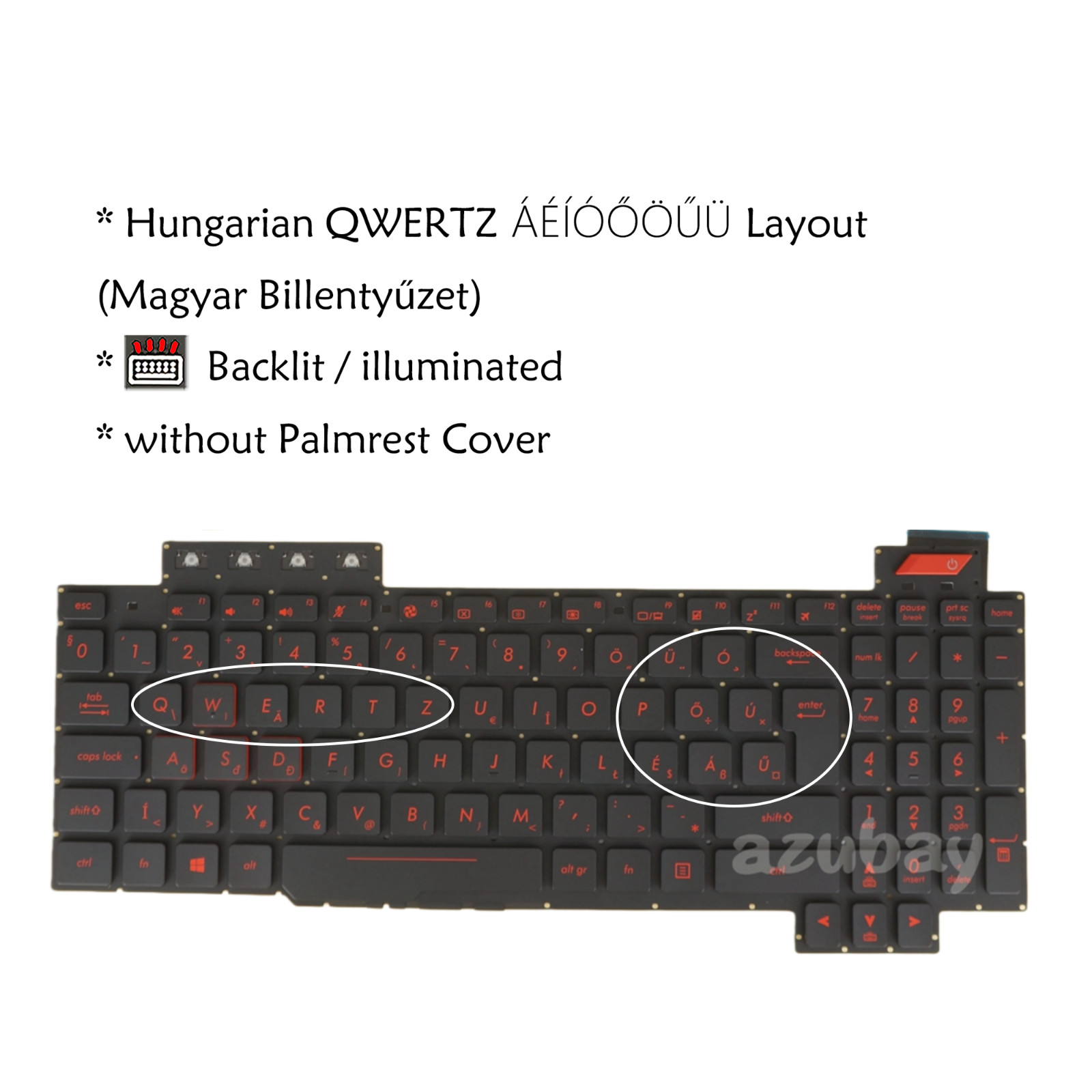 Magyar QWERTZ Billentyűzet For ASUS FX503 FX503VD FX503VM V170746DK1 Red Backlit