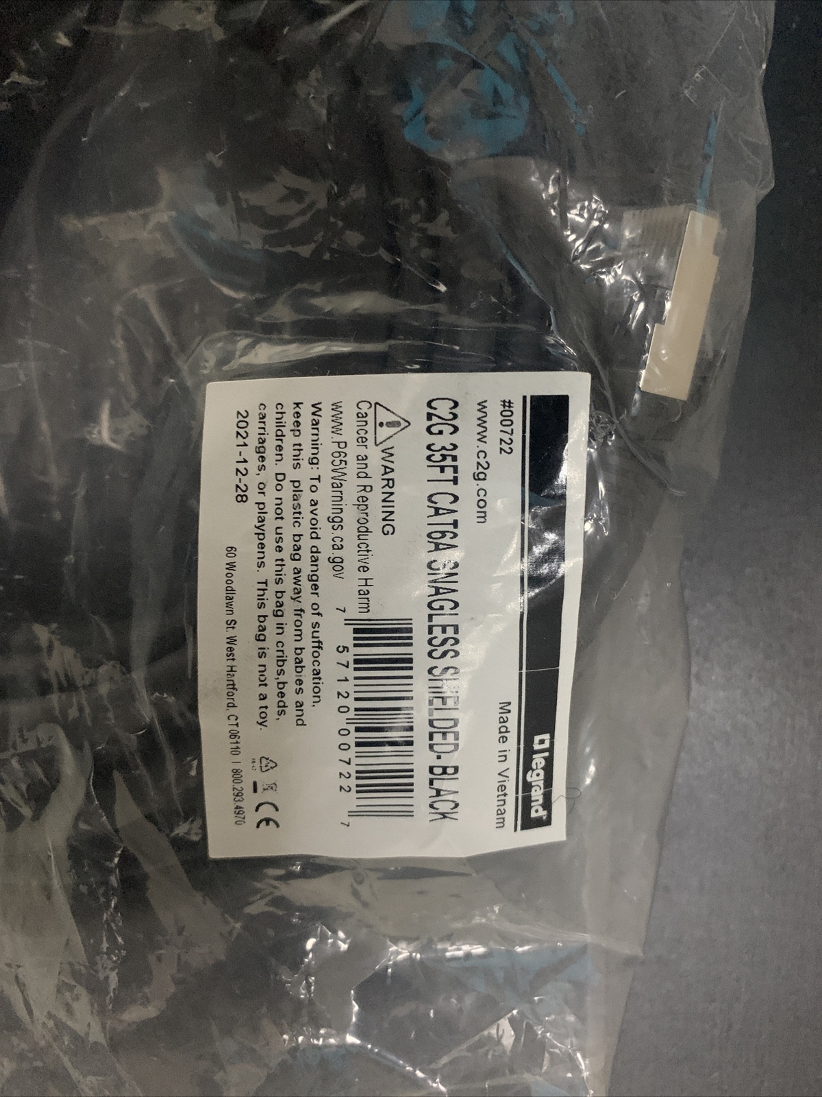 C2G 35FT CAT 6A Snagless Shielded-BLACK