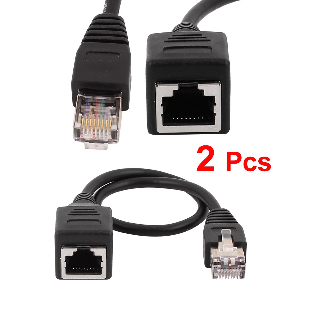 2pcs RJ45 Cat6 LAN Extension Ethernet Cable Male to Female Network Extender