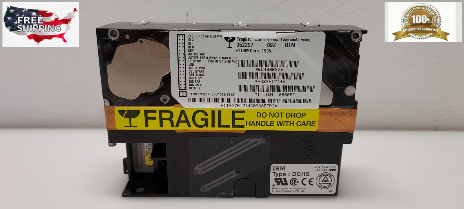 VINTAGE IBM ULTRASTAR 2XP WIDE ULTRA SCSI 80 PIN INTERNAL HARD DRIVE 9.1 GB EWC