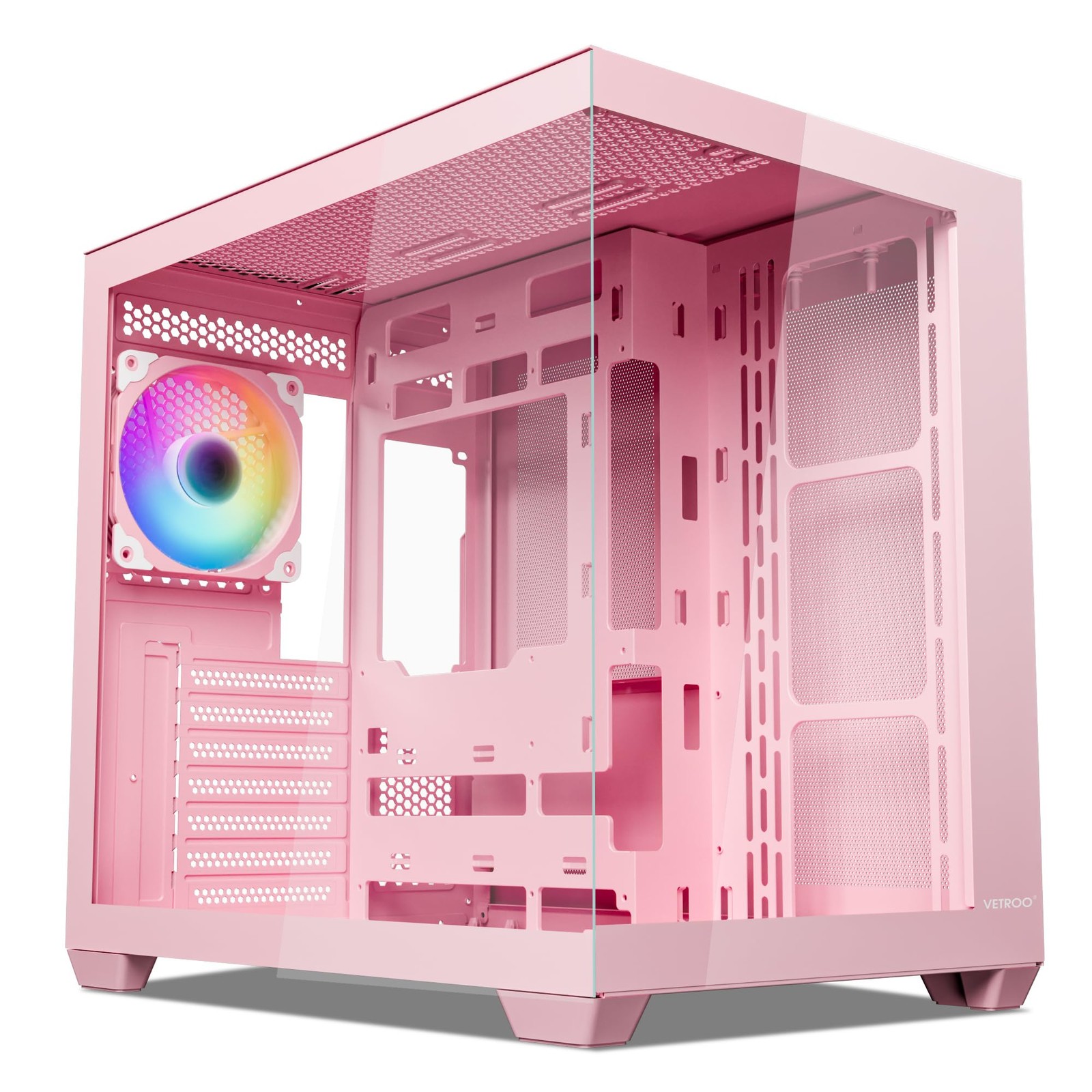 AL900 ATX PC Case with 270° Full View Tempered Glass, Pre-Installed ARGB & PWM F
