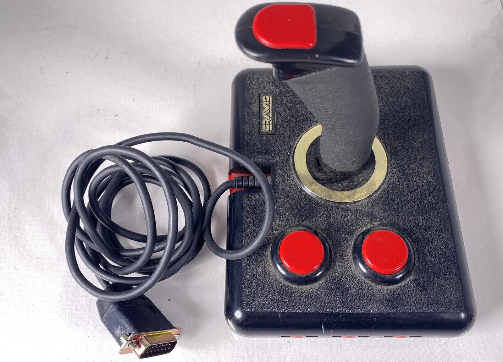 Vintage Advanced Gravis black & red Analog Joystick for IBM Retro Gaming Control