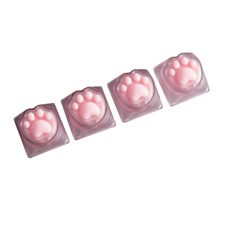 Decorative Keyboard Button Set, 4Pcs Clear Cats Paws Print Keycap Style for