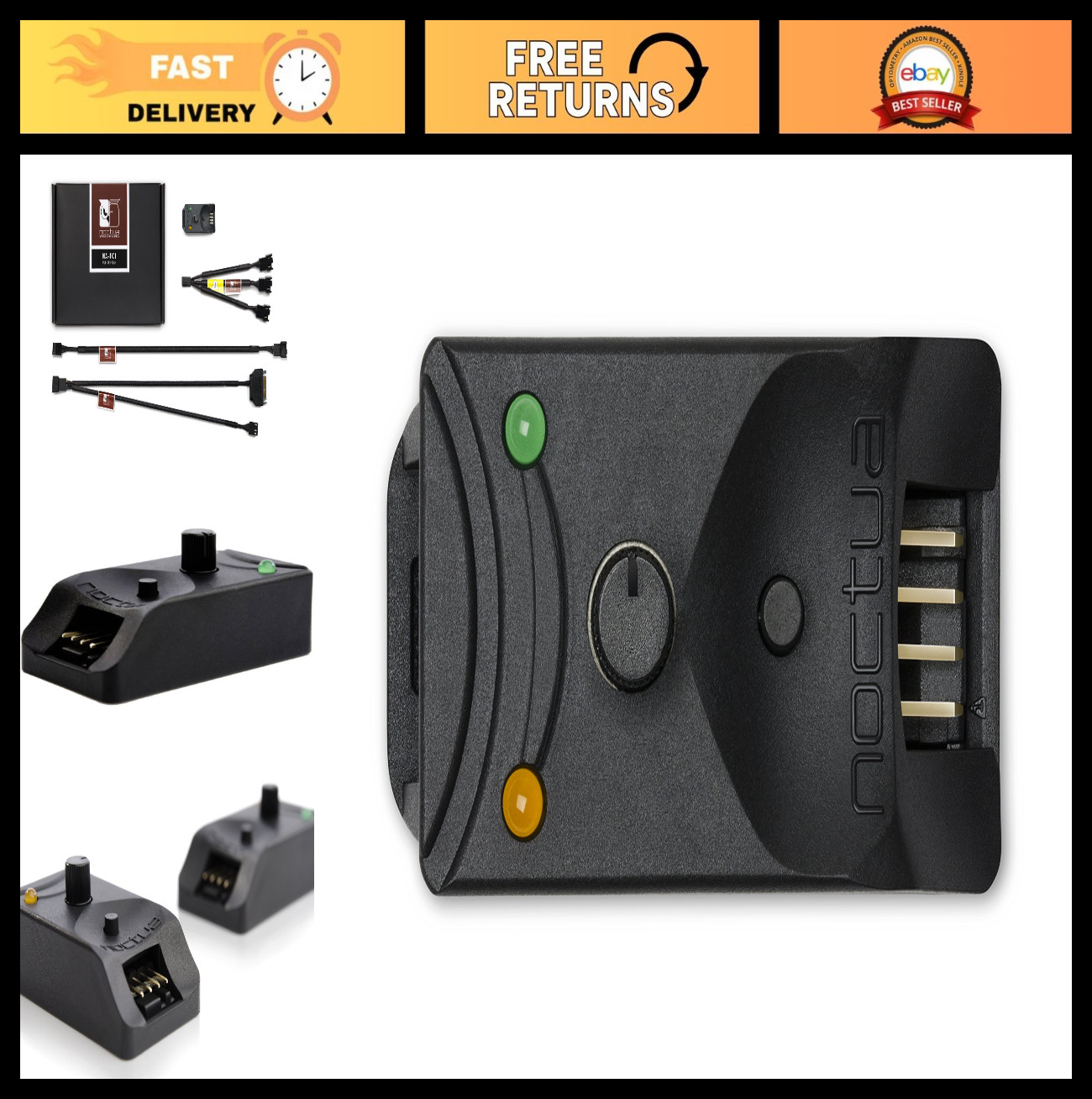 Compact PWM Fan Speed Controller, 4-Pin Manual Dial, Controls Up to 3 Fans, No-S