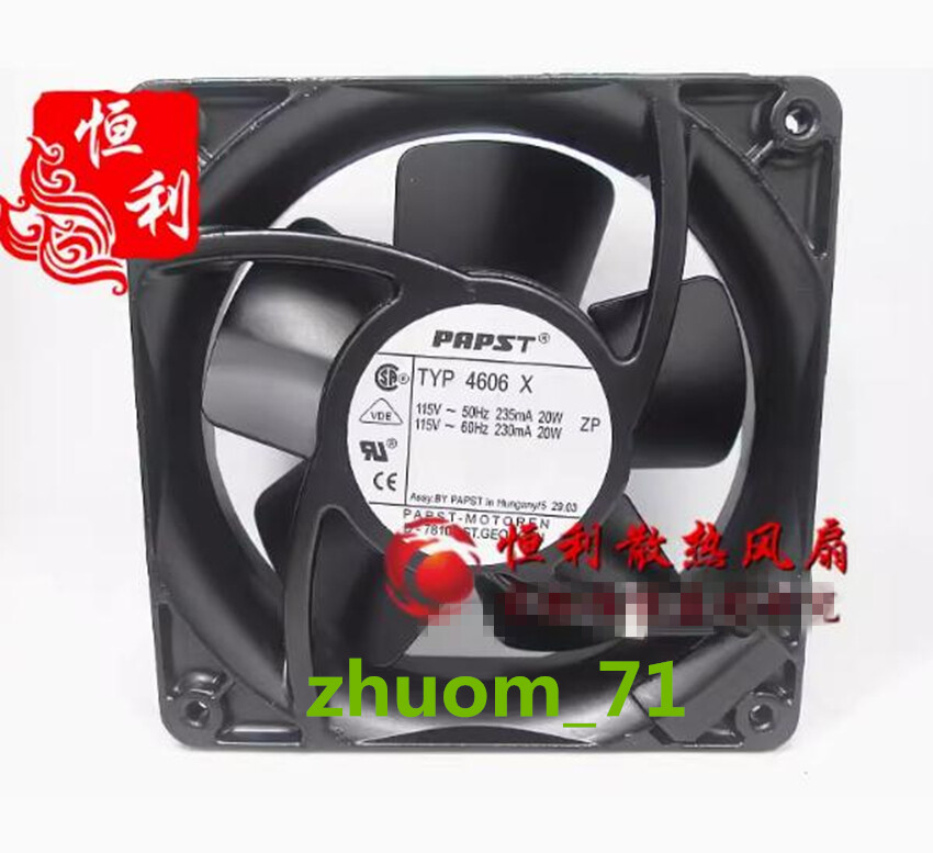 1PC PAPST TYP 4606X 115V 20W 12038 EBTT All metal heat-resistant cooling fan