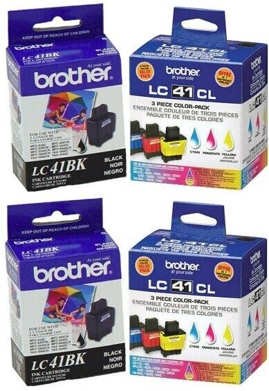 2 Sets of 4 (8 Total) Genuine SEALED BAG NO BX Brother LC41 Ink Cartridges LC-41