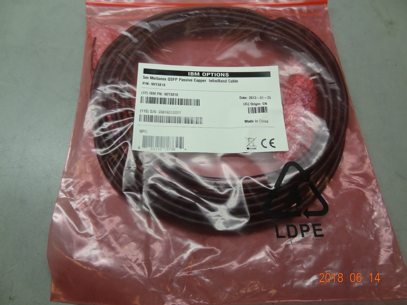 IBM 90Y3818 5m MELLANOX QSFP Passive Copper Infiniband Cable #T205