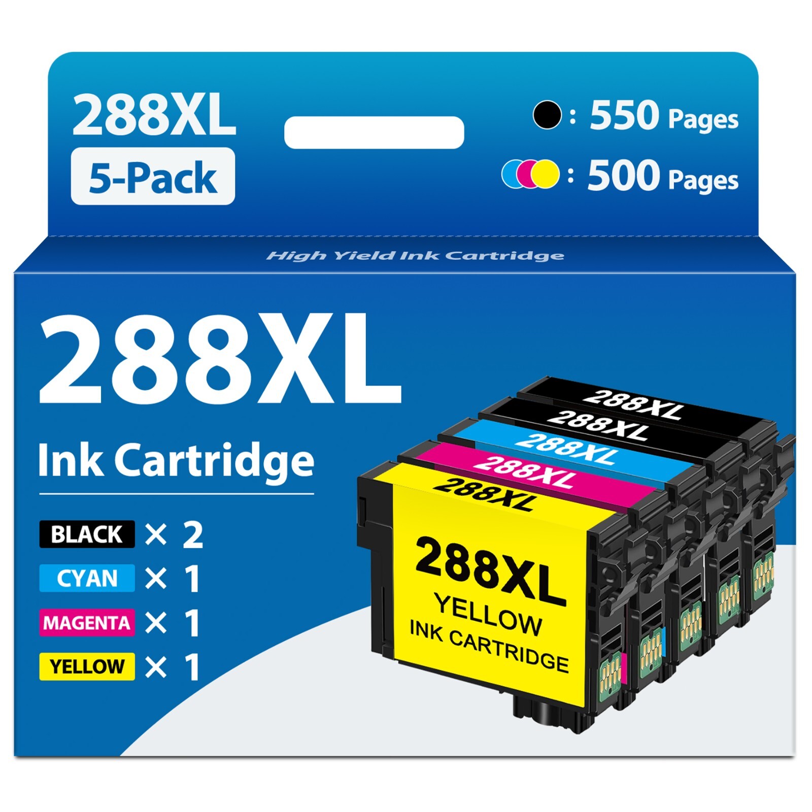 288XL Ink Cartridges for Epson XP-440 XP-340 XP-330 XP-434 (5PK, 2BK/C/M/Y)