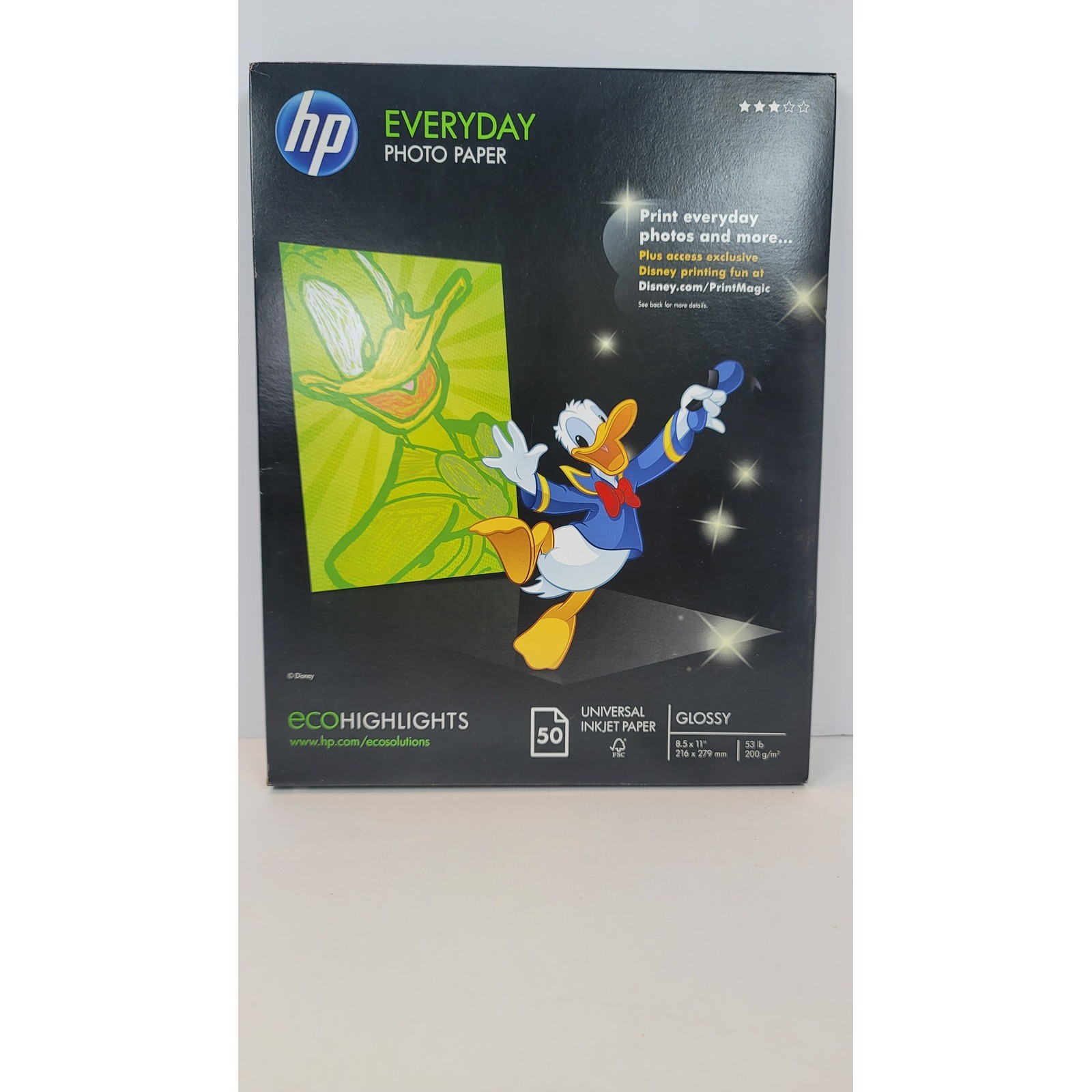 HP Everyday Photo Paper Glossy 8.5x11 Inkjet Paper 50 count Q8723A Disney Donald