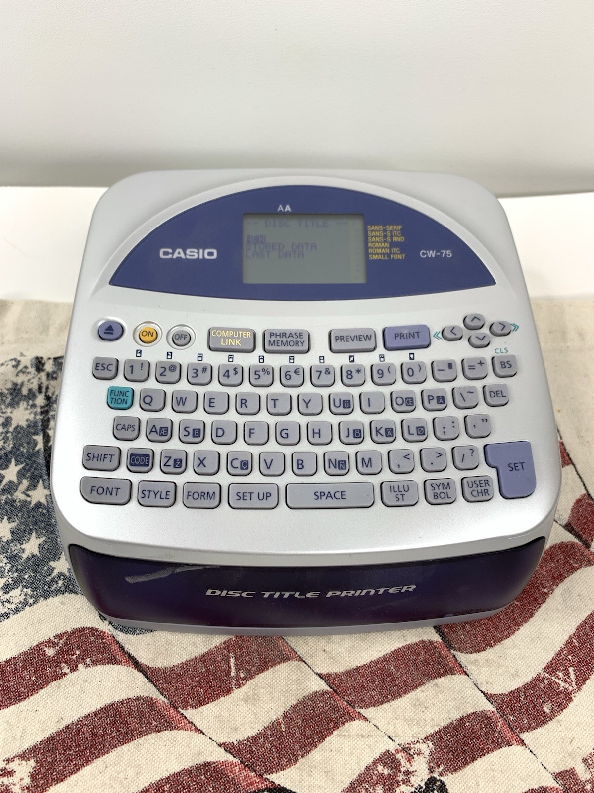 Vintage Casio CW-75 Label Thermal Disc Title Printer PC Work No Power Cable