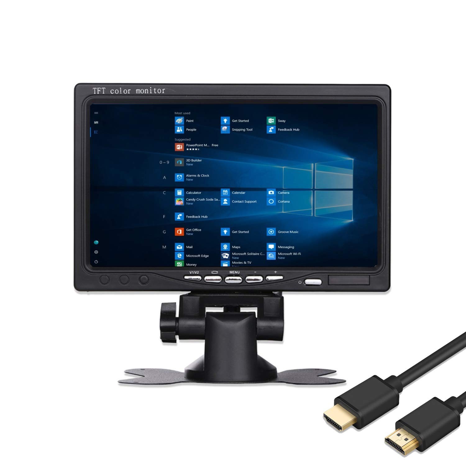 7 Inch Monitor HDMI - 1024x600 HD TFT LCD Screen Display AV VGA Input Built i...