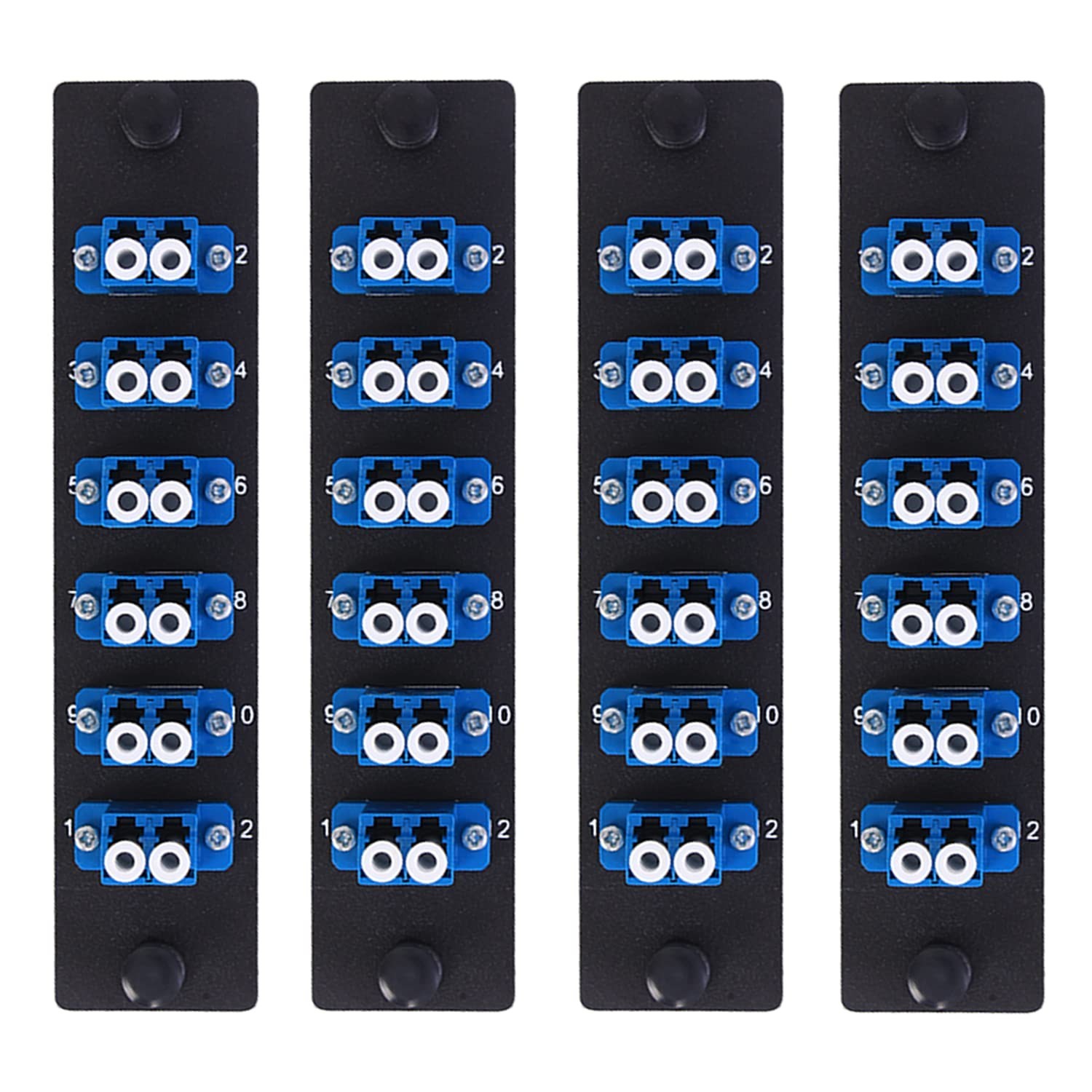 4 Pack Fiber Patch Panel Enclosure - 6 Duplex LC Adapters, 12 Fiber Optic Ports,