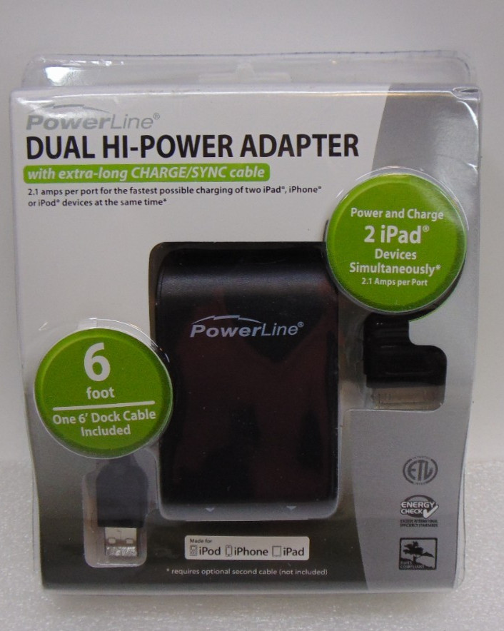 Wall Charger Universal USB DUAL USB Port Hi Power PowerLine 90342 2.1-Amps NEW