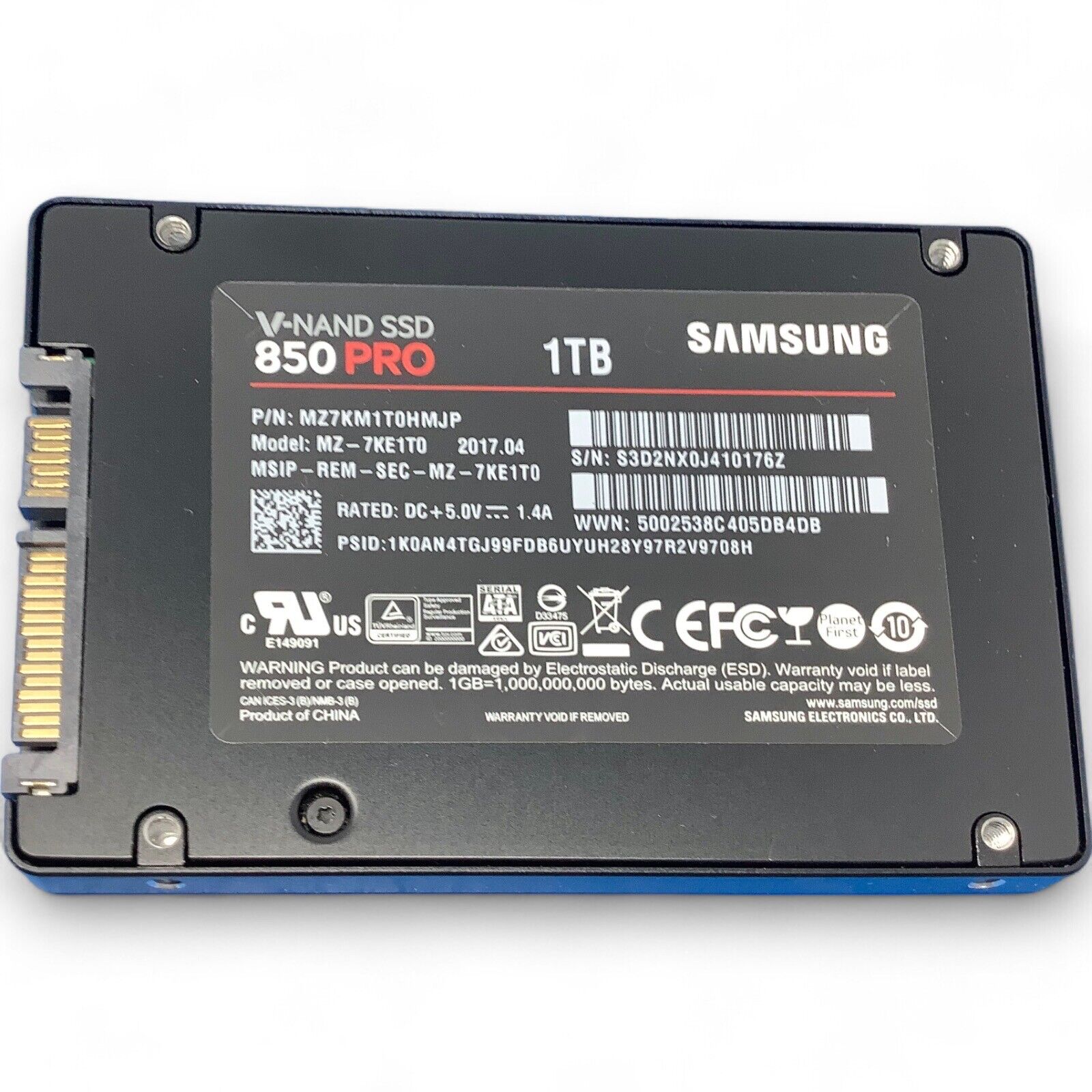 Samsung 850 PRO 2.5” 1TB MZ-7KE1T0 SSD 6Gb/s MZ7KM1T0HMJP 72CT Power on