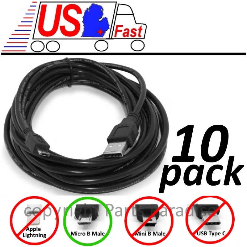 Lot10pk 15ft long USB Micro 5pin Digital Phone/Charger/Sync/Data Cable/Cord/Wire