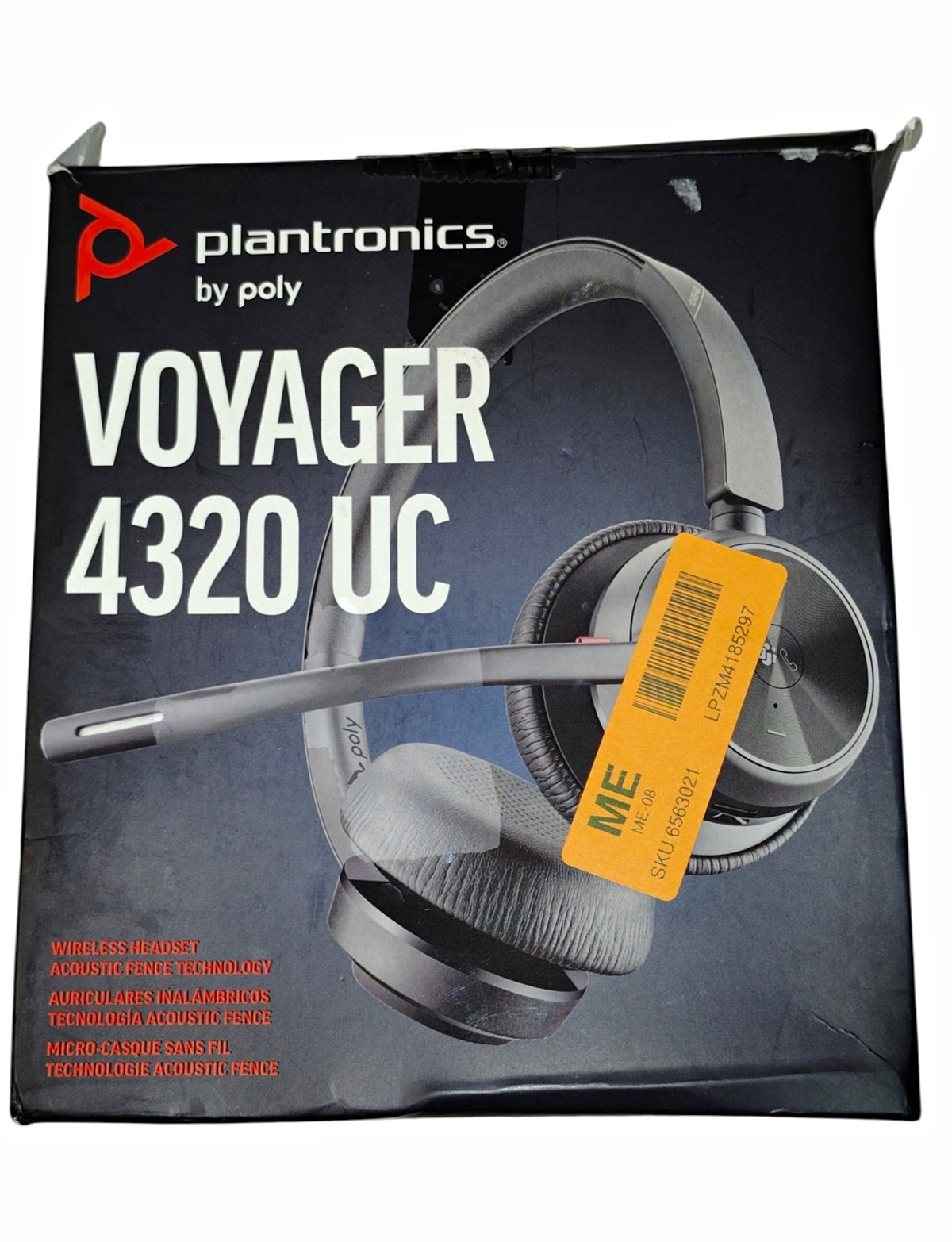 Plantronics Voyager 4320 UC Wireless Bluetooth USB Noise-Cancel Boom Mic Black